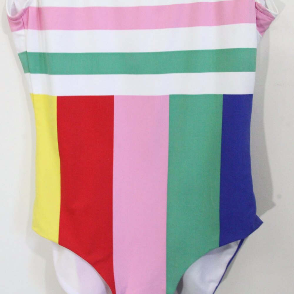 Onia One Piece Swimsuit XL New Women Striped Bathing Suit Rainbow colorful Kelly - Picture 7 of 11